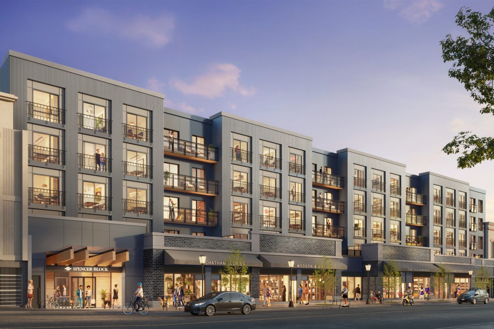 Rendering of the Spencer Block rental building in downtown Victoria